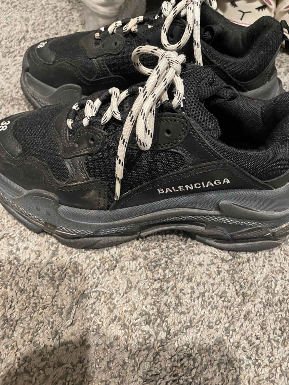 Balenciaga Black & Gray Triple S-Style Men's Sneakers